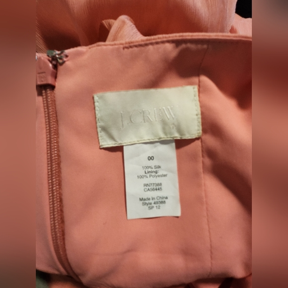 J crew coral Sinclair silk chiffon dress size 00 - Picture 3 of 3